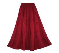 Beautybatik Maroon Women BOHO Gypsy Long Maxi Tiered Peasant Skirt 18