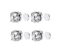 BEAUTYBIGBANG 2Pairs Amo'Thea Lymphactive Mag Studs, 8mm Metiz Lymphvity Magnetherapy Earrings,Tainless Steel Magnetic Therapy Earrings For Womens Mens Non-Piercing (Silver)