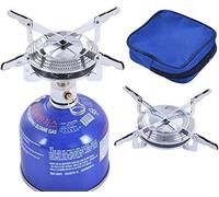 BEAUTYBIGBANG Camping Stove Gas Portable, Mini Pocket One-Piece Gas Burner Cooking Folding Burner Titanium Camping Cookware Set for Outdoor Picnic Stove BBQ Camping (17x7cm)