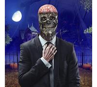 BEAUTYBIGBANG The Latest Skeleton Biochemical Mask for 2022, Halloween Masks for Adults Scary And Creepy Full Head Skull, Head Realistic Latex Mask Helmet, Skeleton Mask for Men/Women (Red)