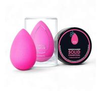 Beautyblender Original Pink + Blendercleanser Solid Charcoal Set | Includes original pink sponge, solid charcoal cleanser & silicone scrub mat, vegan & cruelty-free, made in the USA