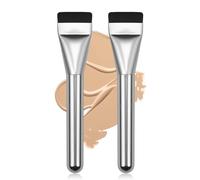 BEAUTYFACTOR 2Pcs Ultrathin Foundation Brush for Liquid Makeup,Flat Spatula Liquid Foundation Brush Premium Face Makeup Brush for Blending Cream (Silver&Silver)
