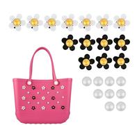 Beautyflier 23 PCS Charms for Bogg Bag, Flowers and Pearls Charms for Beach Bags, Compatible with Simply Southern Beach Bag Tote, Insert for Beach Tote Accessories (Style B)