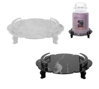 Beautyflier Marble Acrylic Candle Plate, Pedestal Stand for Yankee Candle Classic 22oz Jar, Holder Only (Black+White)