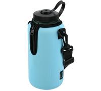Beautyflier Neoprene Water Bottle Sleeve Insulator Cooler, Compatible with Nalgene Water Bottle 32 OZ, with Adjustable Shoulder Strap for Hydro Flask Wide Mouth 32oz, etc. (Light Blue)