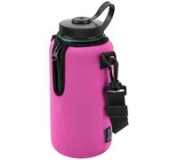 Beautyflier Neoprene Water Bottle Sleeve Insulator Cooler, Compatible with Nalgene Water Bottle 32 OZ, with Adjustable Shoulder Strap for Hydro Flask Wide Mouth Bottle 32oz, etc. (Hot Pink)