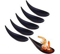 Beautyflier Pack of 6 Melamine Black Tear Drop Appetizer Plates Dessert Tasting Spoons Small Mini Bowls Serving Cup For Sushi Appetizer Japanese Style Dinnerware Set Snack