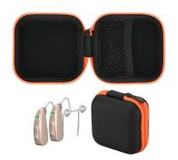 Beautyflier Protective Case for Hearing Aids, Waterproof Drop Resistance Storage Box for Hearing Aid, Mini Case for Hearing Amplifier, Personal Sound Amplifier, with Mesh Pocket, Bag Only (Orange)