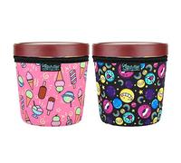 Beautyflier Reusable Ice Cream Sleeves, Neoprene Ice Cream Pint Holder with Handle, 14-16oz Insulated Neoprene Cover, Machine Washable & Freeze Protection Cup Cover for Frozen Desserts