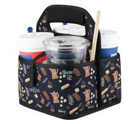Beautyflier Reusable Insulated Coffee Cup Carrier, Portable Drink Holder with Handle Organizer Tote Bag for Hot & Cold Drinks (Coffee Utensils)