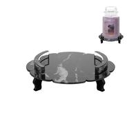 Beautyflier Scented Holder Tray, Pedestal Stand for Yankee Classic 22oz Large Jar Single Wick Candle, Decorative Marble Pattern Acrylic Plate, Holder ONLY (Black)