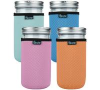 Beautyflier Wide Mouth Mason Jars 24oz Insulators, 24oz Wide Mouth Mason Jars Insulated Cozy Neoprene Canning Cover, 24oz Mason Jars Drinking Glasses Sleeve Cover (24oz,4Color), HOME-SLEEVE-MASON-