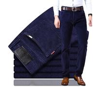 Beautyhis Men's Classic-Fit Corduroy Pant,Straight Stretch Pants Business Trousers with Pockets (Blue,30)