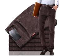 Beautyhis Men's Classic-Fit Corduroy Pant,Straight Stretch Pants Business Trousers with Pockets (Coffee,33)