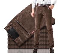 Beautyhis Men's Classic-Fit Corduroy Pant,Straight Stretch Pants Business Trousers with Pockets (Dark Khaki,38)