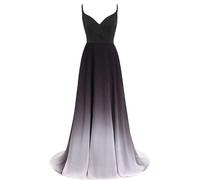 Beautyoung Ombre Chiffon Halter Bridesmaid Dresses Long Sequins Beaded Formal Party Dress for Juniors Plus, Style F-black&white, 20