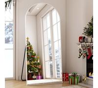 BEAUTYPEAK Bogen Full Body Mirror 142 x 52 cm, Curved Standing Mirror Hanging or Leaning on the Wall, Floor Mirror with Stand for Bedroom, Living Room or Dressing Room, White