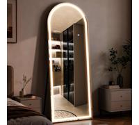BEAUTYPEAK LED Full-Length Mirror - 50x142cm Arched Floor-Standing Mirror, Suitable for Bedrooms/Dressing Rooms, Three-Color Lighting