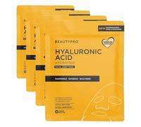 BEAUTYPRO HYALURONIC ACID Face Mask Hydrating Anti-Ageing Anti-Inflammatory Bamboo Sheet Mask Natural Moisturising Korean Vegan Skincare 100% Biodegradable Multi Award Winning (Pack of 4)