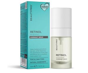 BEAUTYPRO RETINOL RENEWING FACE SERUM Overnight Face Moisturiser & Antioxidant Rejuvenate Firming Skin Blemishes Reduces Inflammation Natural Vegan Skincare Multi Award Winning Brand 30ml