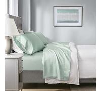 Beautyrest 1000 Thread Count, Solid Color Sheet Set, Elastic Deep Pocket, All Season, Breathable, HeiQ Smart Temperature, Soft Cotton Blend Bedding, Matching Pillowcase, Queen Seafoam 4 Piece