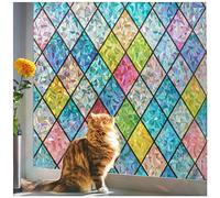 Beautysaid Rainbow Stained Glass Window Film Privacy Multicolour 90x200cm