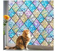 Beautysaid Rainbow Stained Glass Window Film Privacy Pastel 75x200cm