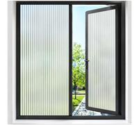 Beautysaid Reeded Glass Window Film Privacy Static Cling 90 x 200cm, | Fluted No Glue Opaque UV Protection Anti Glare for Bathroom Bedroom Office Sash Windows Removable Rental Friendly
