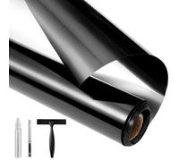 Beautysaid Window Film Privacy One Way Clear, Mirror Heat Reflective Window Security Tint Film Home, Anti Glare UV Sun Blocker Glass Door Covers, Static Cling See Out Not In (45x400cm, Black)
