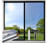 Beautysaid Window Film Privacy One Way Clear, Mirror Heat Reflective Window Security Tint Film Home, Anti Glare UV Sun Blocker Glass Door Covers, Static Cling See Out Not In (75x300cm, Silver)