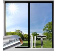 Beautysaid Window Film Privacy One Way Clear, Mirror Heat Reflective Window Security Tint Film Home, Anti Glare UV Sun Blocker Glass Door Covers, Static Cling See Out Not In (60x200cm, Silver)