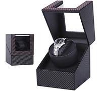 BeautySay ABC Watch Winder, Automatic Watch Winder Box for 1 Watches, Self Winding Carbon Fiber Watches Shaker with Quiet Motor for Mechanical Wristwatch, Battery Powered or AC Adapter