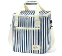 Beautyshow Cool Bag, 15L Foldable Insulated Bag, Reusable Insulated Lunch Bag, Portable Thermal Bag with Adjustable Shoulder Strap for Students, Office, Picnic, Beach, Car, Travel