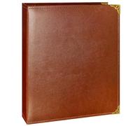 Beautyus Vintage Leather 3 Ring Binder, 1 Inch D Ring, Holds 8.5" x 11" Paper Letter Size, Brass Corner Protectors, Faux Leather Cover, Professional Office & School Binder (1 Pack, Coffee, 1 Inch)