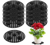 Beautywen 12 Pcs 12 Inch Plant Level Pot Elevator,Heavy Duty Stands Trivet Plastic Round Stand Saucer for Prevent Rot and Damage on Patio&Deck Floor Carpet Protector(Black)