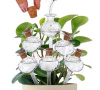 Beautywen 6Pcs 5.31 * 1.97'' Cactus Plant Waterer Glass Self Watering Globes Automatic Plant Watering Devices Plant Watering Balls Plant Watering Bulbs Plant Watering Globes Cactus Shape For Plants