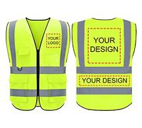 BeautyWill Custom LOGO Hi Vis Reflective Vest Class 2 ANSI Safety Vests with 5 Pockets Zipper High Visibility Construction Uniform