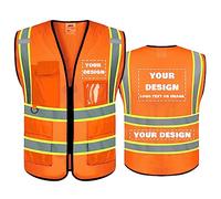 BeautyWill Custom safety Vest, Hi Vis Safety Vest with Logo Class 2 Reflective Securiry Safety Vest Construction Uniform Meets ANSI/ISEA Standards