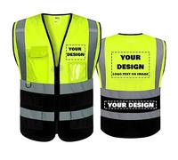 BeautyWill Custom safety Vest, Hi Vis Safety Vest with Logo Class 2 Reflective Securiry Safety Vest Construction Uniform Meets ANSI/ISEA Standards