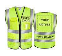 BeautyWill Personalised Custom Mesh Hi Vis Vests Customized Breathable High Visibility Protective Work Vests with 5 Multi Pockets