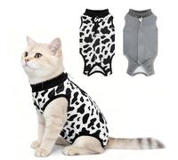 BEAUTYZOO 2 Pack Cat Recovery Suit, Cat Onesie for Cats After Surgery Female Male, Kitten Spay Neuter Surgical Recovery Body Suit Cone of Shame Alternative, Anti Lick Pet Anxiety Vest,Grey,S