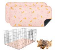 BEAUTYZOO 2 Pack Washable Pee Pads for Guinea Pigs, 16"x24" Reusable Cage Liners, Double-Sided Soft Fleece Bedding, Absorbent Mat for Small Animals, Rabbits, Hamsters, Bunnies, Pink