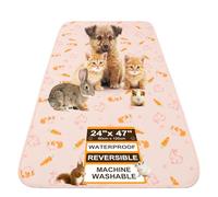 BEAUTYZOO 2 Pack Washable Pee Pads for Guinea Pigs, 24"x47" Reusable Cage Liners, Double-Sided Soft Fleece Bedding, Absorbent Mat for Small Animals, Rabbits, Hamsters, Bunnies, Pink