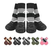 BEAUTYZOO 2 Pairs Slip Resistant Dog Socks, Paw Protectors with Grips and Adjustable Straps, Traction Aid to Keep Small Medium Dogs from Slipping on Indoor Hardwood Floors