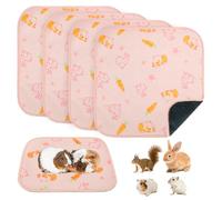 BEAUTYZOO 4 Pack Washable Pee Pads for Guinea Pigs, 12"x12" Reusable Cage Liners, Double-Sided Soft Fleece Bedding, Absorbent Mat for Small Animals, Rabbits, Hamsters, Bunnies, Pink