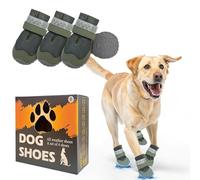 BEAUTYZOO Breathable Dog Shoes for Large & Medium Small Dogs - 4 Pack Anti-Slip Paw Protectors for Hot Pavement, Winter Snow, Hardwood Floors - Reflective Straps, Waterproof & Adjustable, Green Size 8