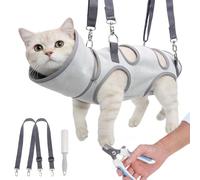 BEAUTYZOO Cat Grooming Hammock Harness for Cats Small Dogs-Self-Adherent Wrap Cat Holder for Cutting Nails,Cat Hammock with Cone Collar Soft to Stop Licking,Dog Hanging Sling Restraint Bag Cat Brushes