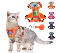 BEAUTYZOO Cat Harness and Leash,Escape Proof Easy-On Vest w/Neck Buckle, M | No Over-the-Head, Soft Air Mesh, Adjustable Fit for Small to Large Cats, Reflective Kitten Harness for Outdoor Walks, Orange