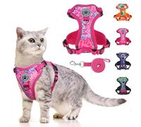 BEAUTYZOO Cat Harness and Leash,Escape Proof Easy-On Vest w/Neck Buckle, S | No Over-the-Head, Soft Air Mesh, Adjustable Fit for Small to Large Cats, Reflective Kitten Harness for Outdoor Walks, Rose