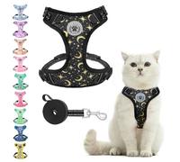 BEAUTYZOO Cat Harness and Leash Set, Escape Proof Overhead Harness, Half Wrap Design, Reflective Trims, Small - Medium, Black, Floral